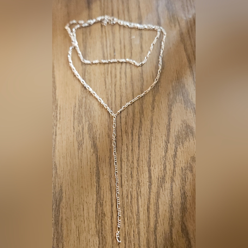 Layered Gold Lariat Y-Shaped Necklace With Figaro Chain BNIB